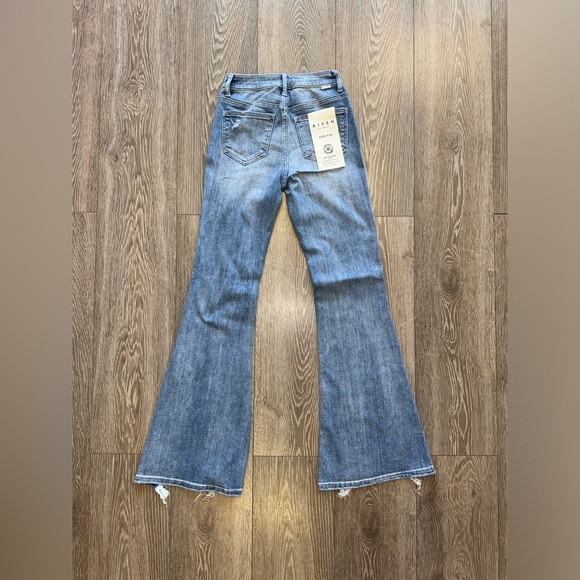 RISEN HIGH RISE DISTRESSED FLARE JEANS - Picture 8 of 8